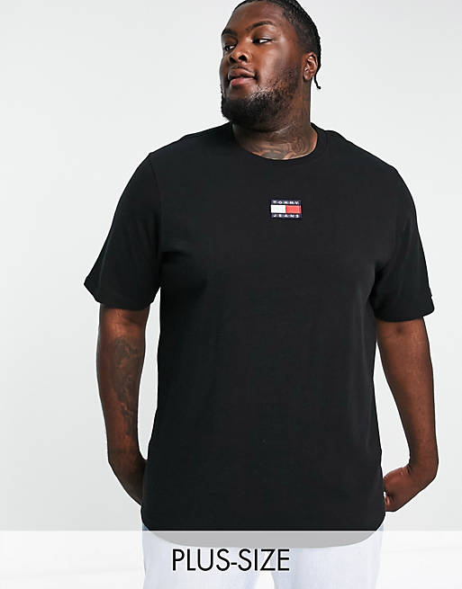 Tommy Jeans Big & Tall center badge logo t-shirt in black | ASOS