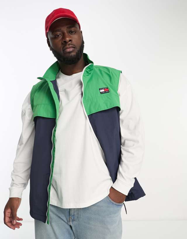 Tommy Jeans - big & tall chicago flag logo colourblock gilet in multi