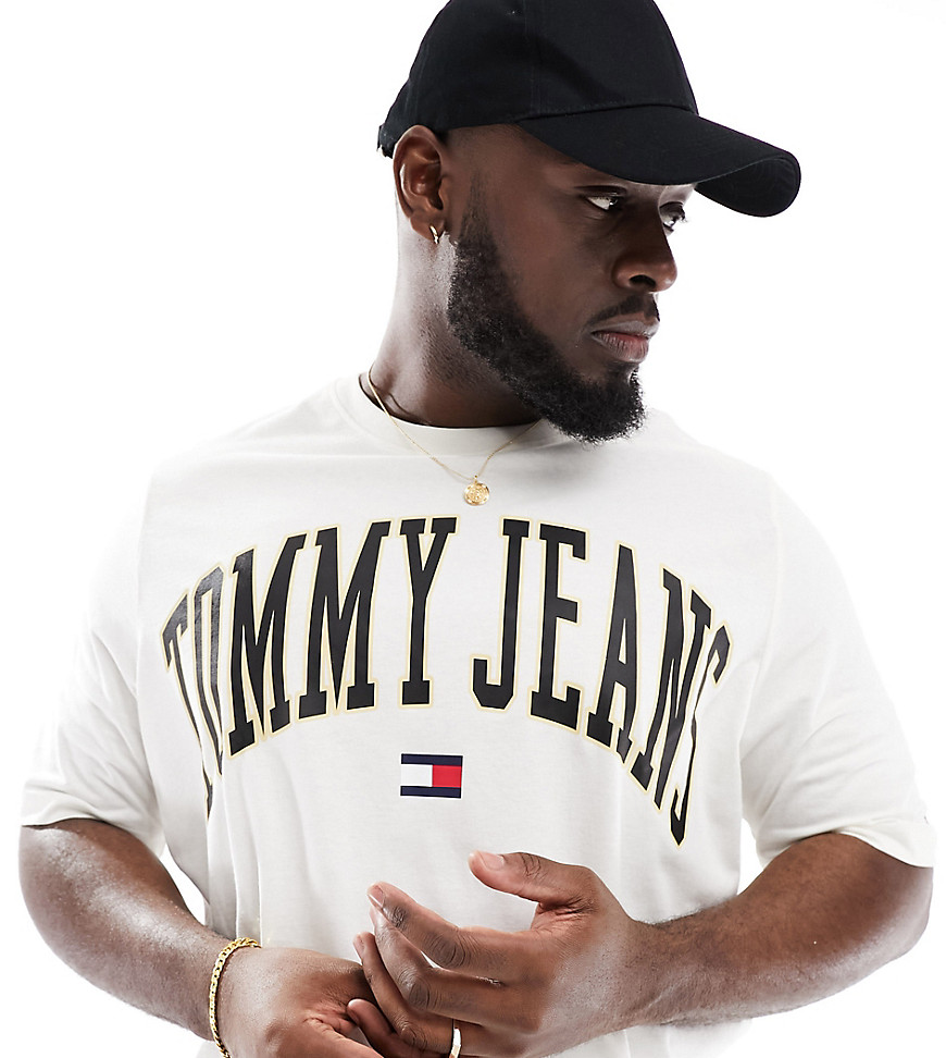 Tommy Jeans Big & Tall classic gold arch logo t-shirt in white