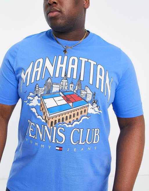 Tommy Jeans Big & Tall cotton manhattan tennis club t-shirt in blue - MBLUE