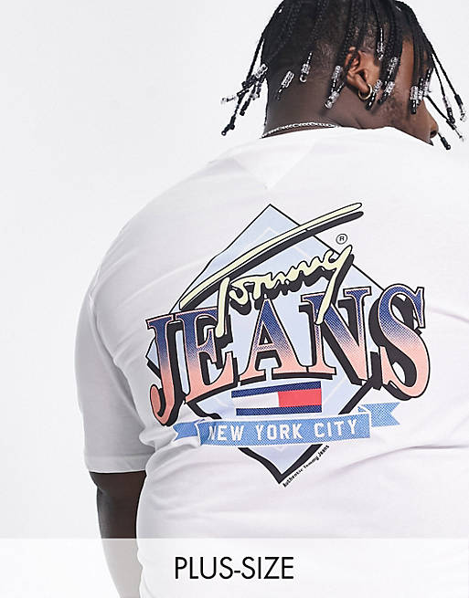 Tommy Jeans Big & Tall diamond back logo print t-shirt in white