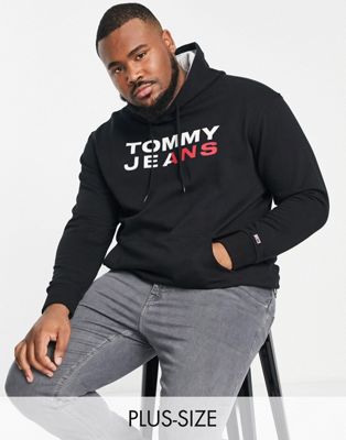 Tommy Jeans  Big & Tall essential logo hoodie in black