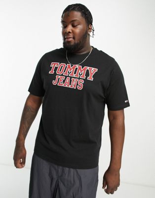 Tommy Jeans Big & Tall essential logo t-shirt in black