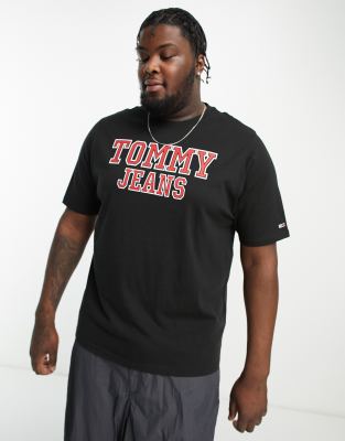 Tommy Jeans Big & Tall essential logo t-shirt in black