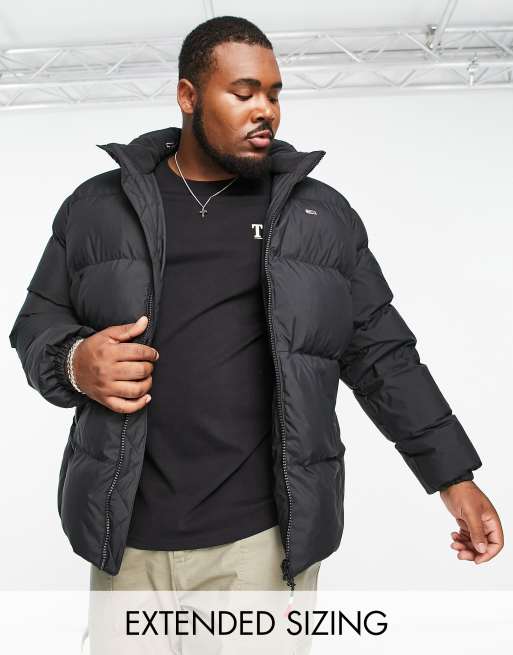 Tommy Jeans - Big & Tall - Essentials - Gewatteerd jack van polyester met capuchon in zwart