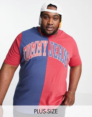 Tommy Jeans Big & Tall exclusive collegiate capsule cotton t-shirt in red/blue - MULTI - ASOS Price Checker