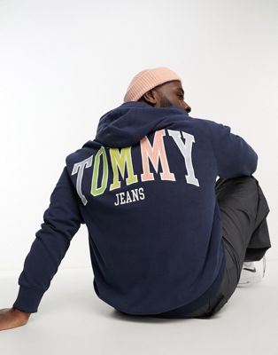 Tommy Jeans Big & Tall flag logo hoodie in navy