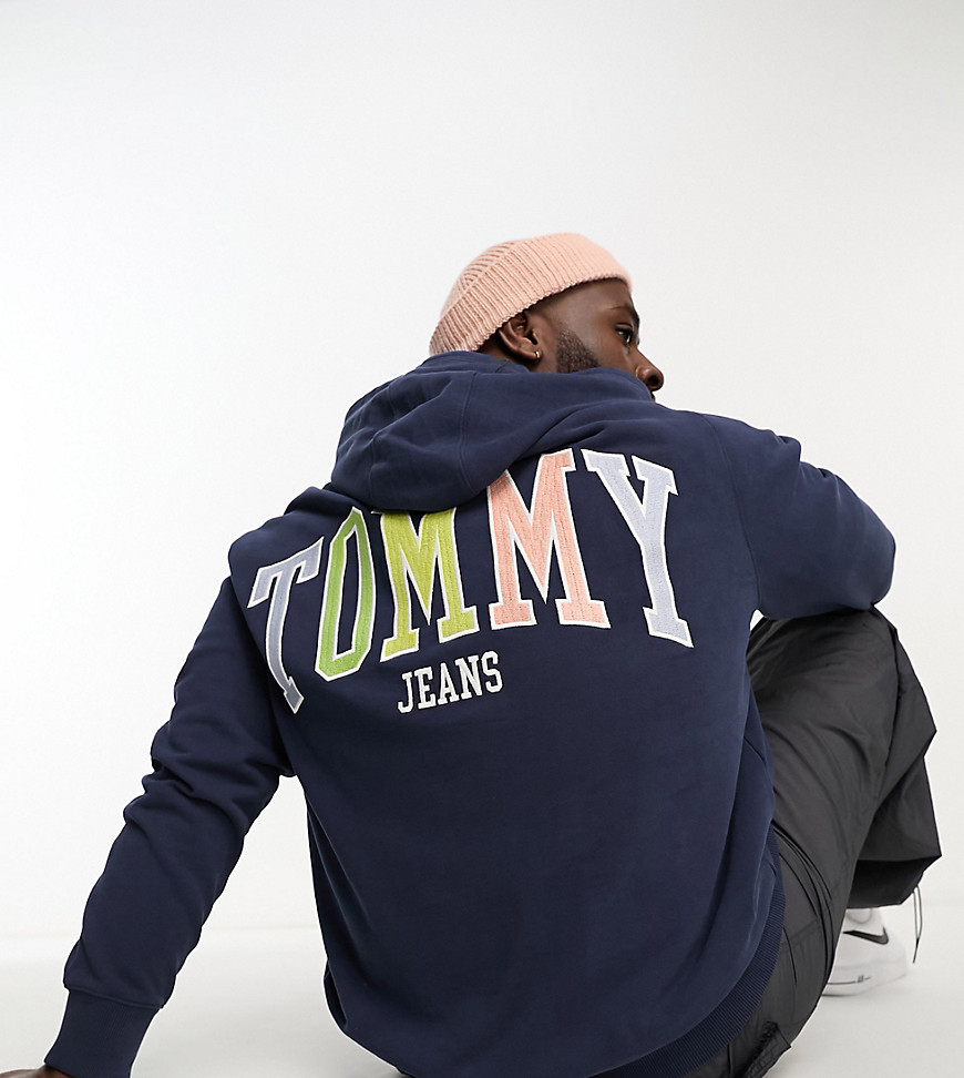 Tommy Jeans Big & Tall flag logo hoodie in navy