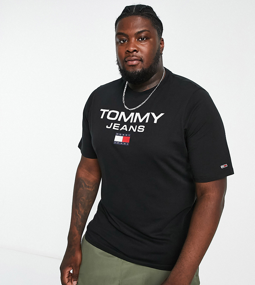 Tommy Jeans Big & Tall flag logo t-shirt in black