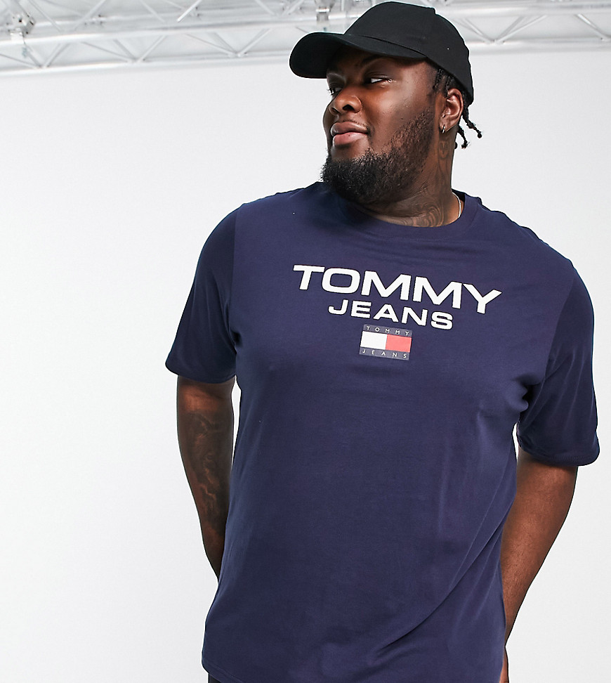 Tommy Jeans Big & Tall flag logo T-shirt in navy