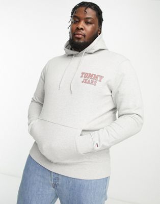 Tommy Jeans Big & Tall Graphic Chest Logo Hoodie In Gray