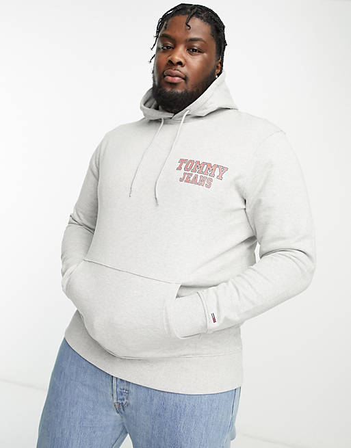 Hofte kærlighed motor Tommy Jeans Big & Tall graphic chest logo hoodie in gray | ASOS