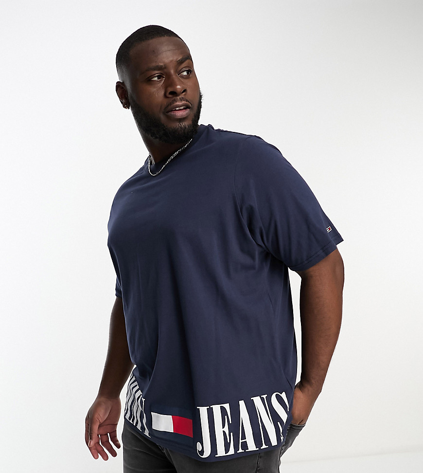 Tommy Jeans Big & Tall graphic flag logo t-shirt in navy