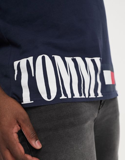 Tommy Jeans Big & Tall Graphic Flag Logo T-Shirt in Navy
