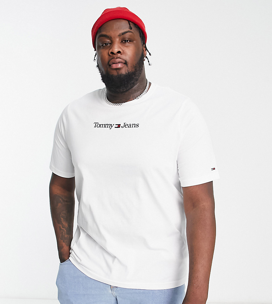 Tommy Jeans Big & Tall linear logo t-shirt in white