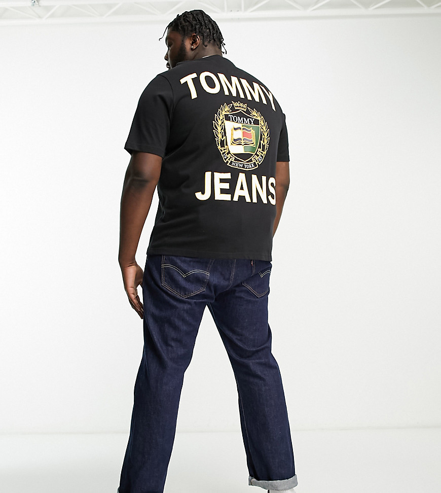Tommy Jeans Big & Tall luxe chest logo T-shirt in black