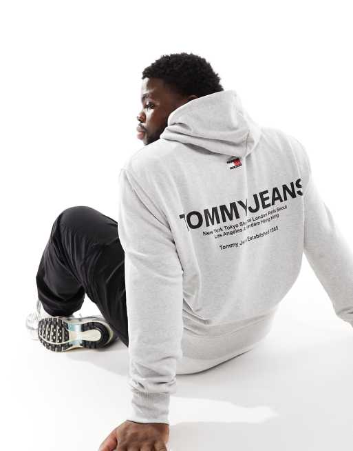 Tommy Jeans Big & Tall - Lysegrå hættetrøje med logografik i regular fit