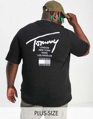 Tommy Jeans Big & Tall modern signature logo t-shirt classic fit in black