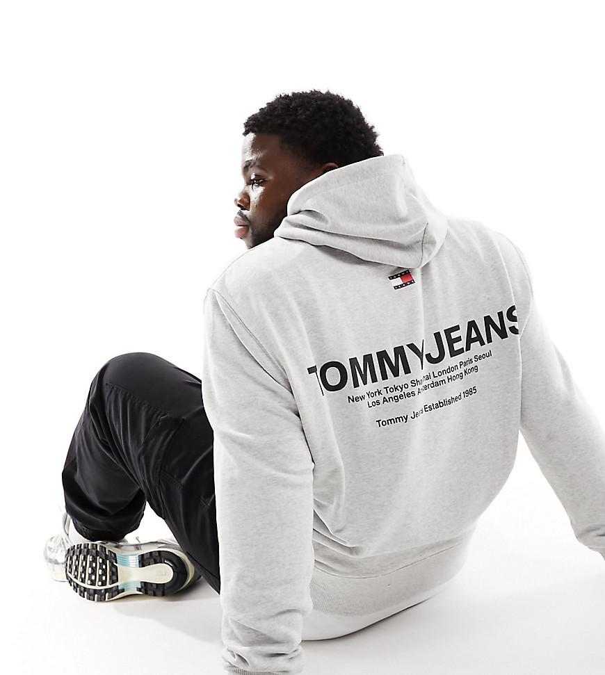 Tommy Jeans Big & Tall regular entry graphic logo hoodie in light grey