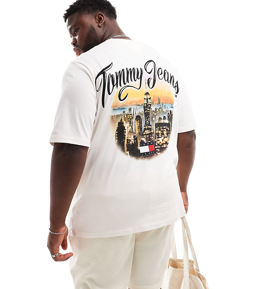 Tommy Jeans Big & Tall relaxed vintage city logo t-shirt in off white