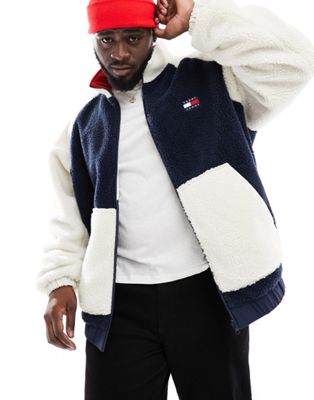 Tommy Jeans Big & Tall reversible sherpa jacket in multi