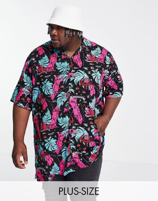 plus size short sleeve camp shirts