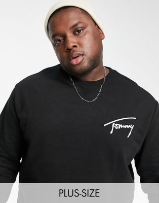 Tommy Jeans Big & Tall signature logo sweatshirt in black