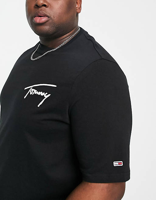 Tommy Jeans Big & Tall signature logo t-shirt classic fit in black