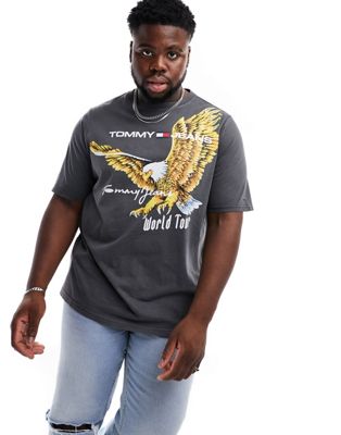 Tommy Jeans Big & Tall skate vintage eagle t-shirt in charcoal