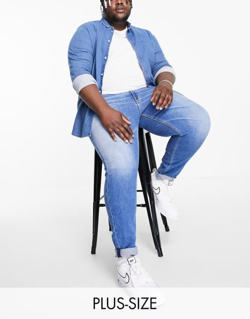 Tommy Jeans Big & Tall - Skinny-jeans i skarp lys vask