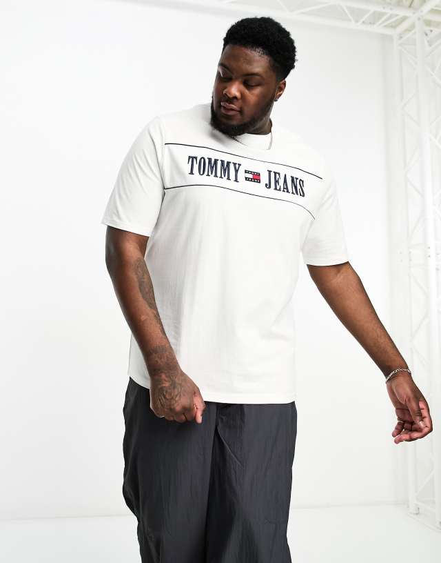 Tommy Jeans - big & tall stripe logo t-shirt in white