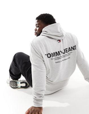 Tommy Jeans Big & Tall regular entry graphic logo hoodie in light grey - ASOS Price Checker