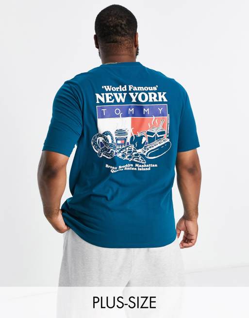 Tommy Jeans Big & Tall - T-shirt en coton à imprimé plats - Bleu
