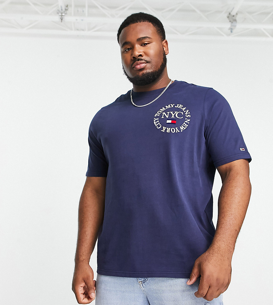 Tommy Jeans Big & Tall timeless logo cotton T-shirt in navy