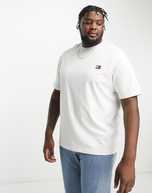 Tommy Jeans – Big & Tall – Vit t-shirt med flagglogga
