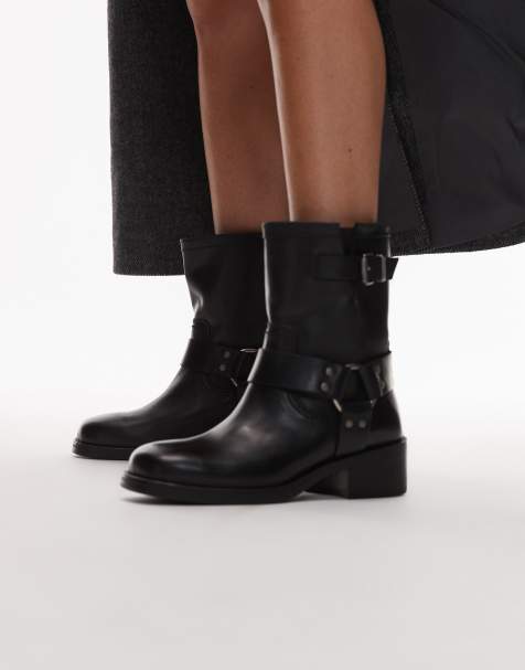 Tommy Jeans biker boots with buckle in black - view 1