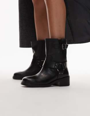 Tommy jeans - Biker-Stiefel in Schwarz mit Schnalle