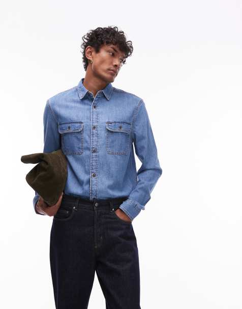 Tommy Jeans - Blå denimskjorte i regular fit - view 1