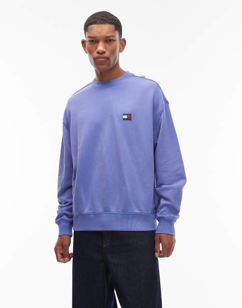 Tommy Jeans - Blå forvasket sweatshirt med badge-detalje - view 1