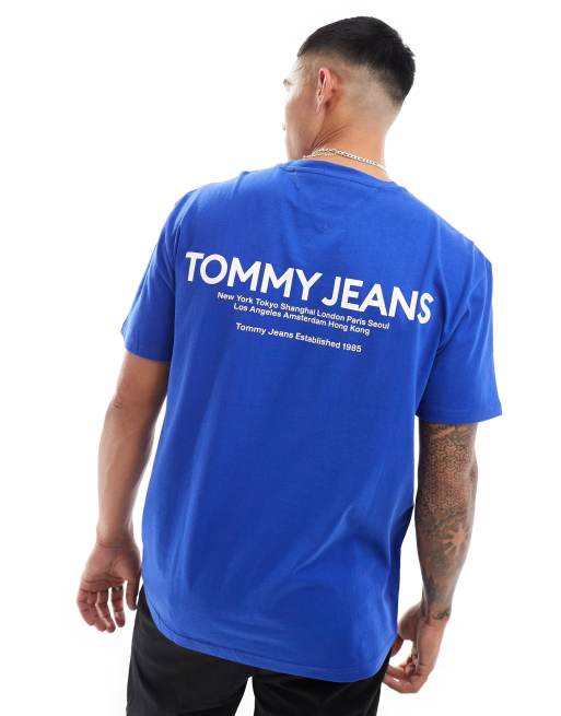 Tommy Jeans – Blå, klassisk t-shirt med linjärt tryck baktill, 4 av 4