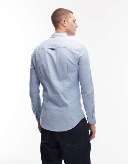 Tommy Jeans - Blå smal Oxford-skjorte med stretch, 3 af 5