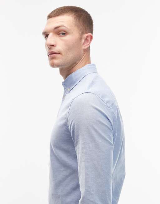 Tommy Jeans - Blå smal Oxford-skjorte med stretch, 4 af 5