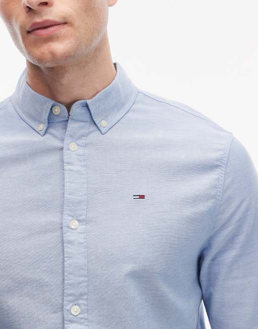 Tommy Jeans - Blå smal Oxford-skjorte med stretch, 5 af 5