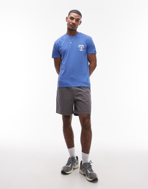 Tommy Jeans – Blå t-shirt med logga i collegestil framtill, 2 av 4