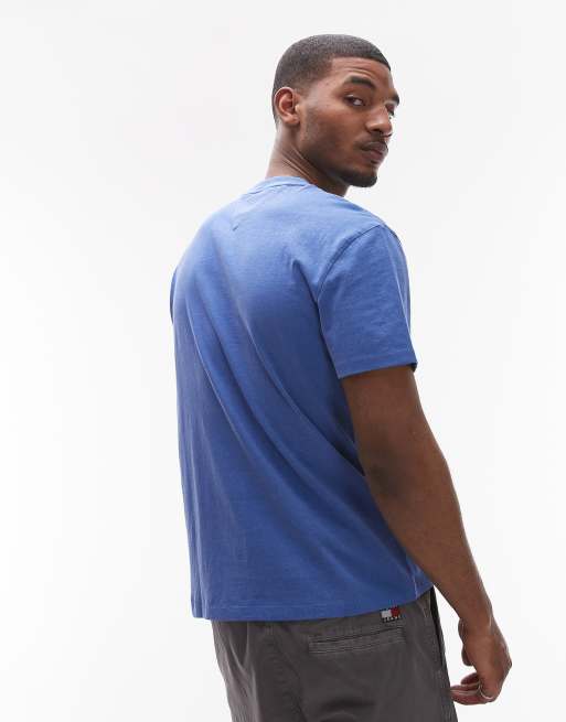 Tommy Jeans – Blå t-shirt med logga i collegestil framtill, 4 av 4