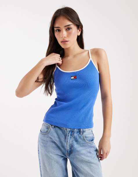 Tommy Jeans - Blå vest i slim fit med stropper og badge - view 1