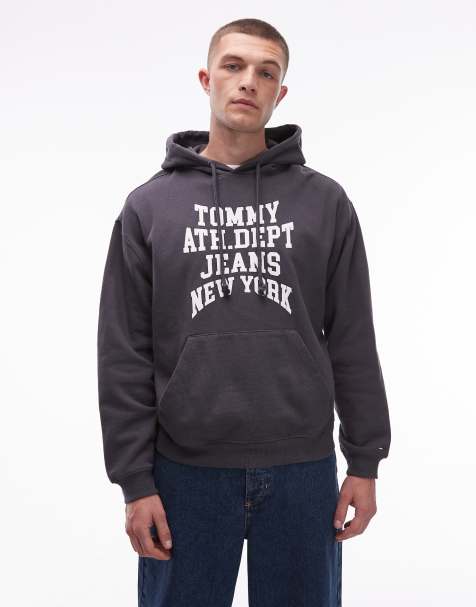 Tommy Jeans – Bleksvart huvtröja med Athletic Dept-tryck - view 1