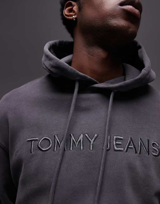 Tommy Jeans – Bleksvart huvtröja med logga ton-i-ton, 2 av 4