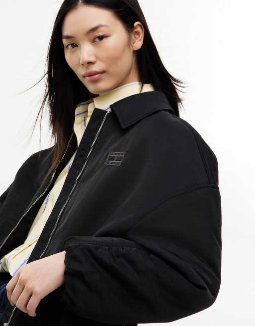 Tommy Jeans blouson bomber oversize avec col en faux-fur noir, 3 de 6