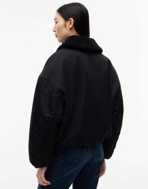 Tommy Jeans blouson bomber oversize avec col en faux-fur noir, 4 de 6